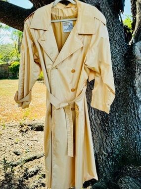 Vintage London Fog-Sophisticated Gold Shimmer Lightweight Trench Coat.Size 14